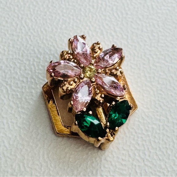 Keep Collective Floral Flower Charm - Pink and Green Crystals - Picture 1 of 3